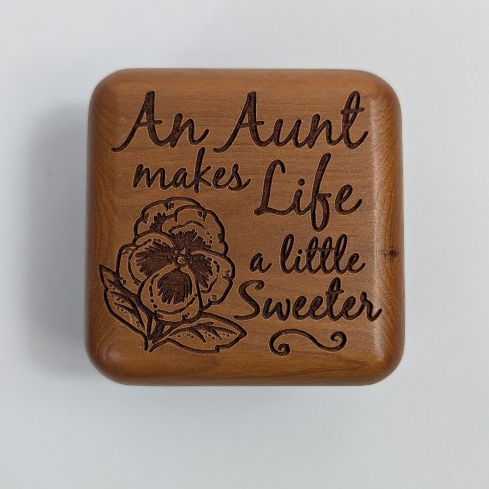 "Aunt" Engraved Wooden Trinket Music Box Waltz of the Flowers